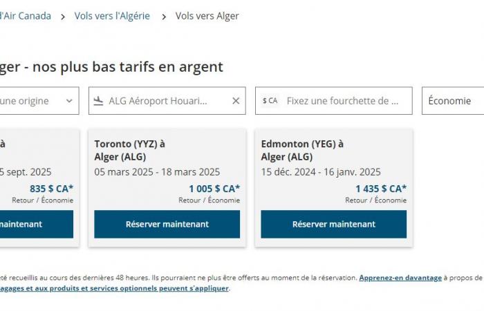 Flüge Kanada – Algier: Die niedrigsten Preise bei Air Canada