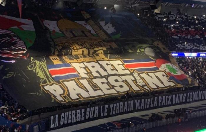 „Free Palestine“, das Tifo der Pariser Ultras, das für Gesprächsstoff sorgen wird