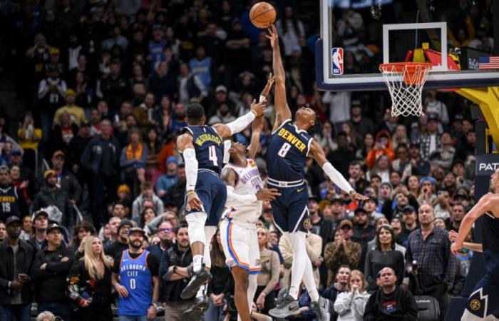 ANSCHAUEN: Peyton Watson von Nuggets blockt Shai Gilgeous-Alexander am Buzzer und beschert Thunder damit die erste Niederlage