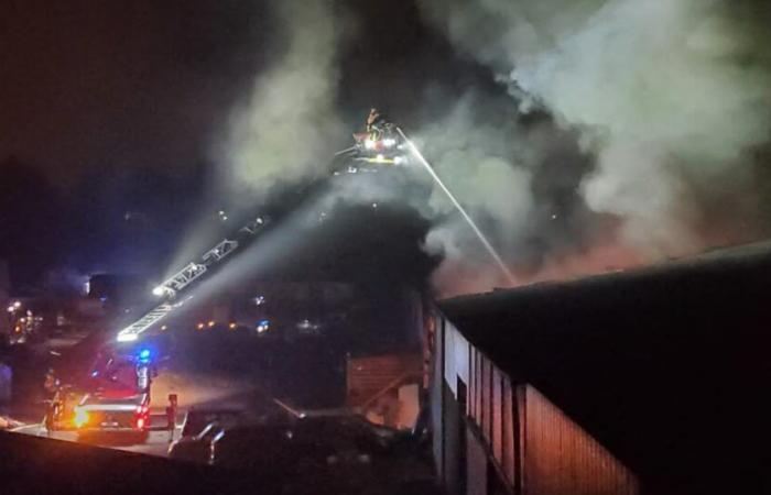 Colmar. Ein heftiger Brand erschüttert eine große Lagerhalle