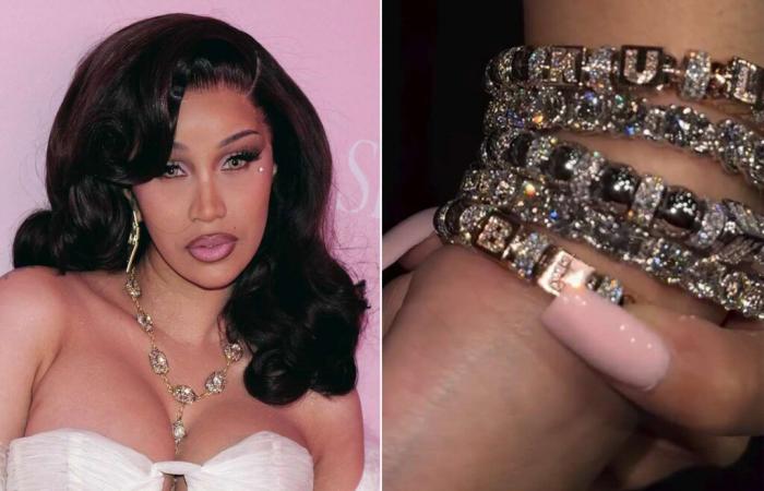 Cardi B enthüllt den Namen ihres dritten Babys auf einem Diamantarmband