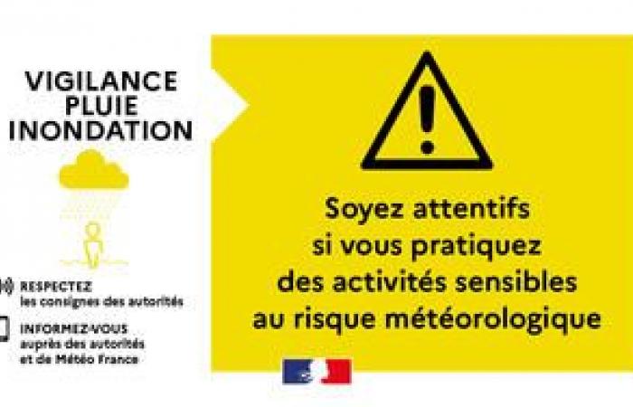 Gelbe Vigilanz-SMS „Regenüberschwemmungen“ und „Gewitter“ vom 11. September bis 11.10.24 – Wetterwache – Naturrisiken – Risikoprävention – Ökologischer Wandel, Umwelt und Risikoprävention – Staatliche Maßnahmen