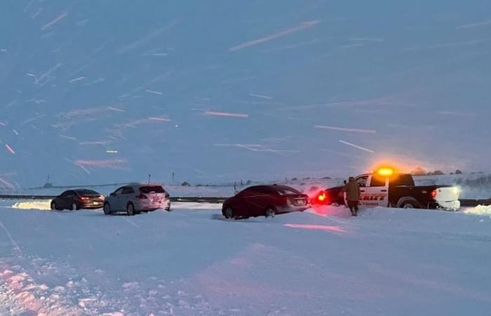 Ein gewaltiger Schneesturm hat im Westen des Landes etwa 100 Autos zum Stillstand gebracht