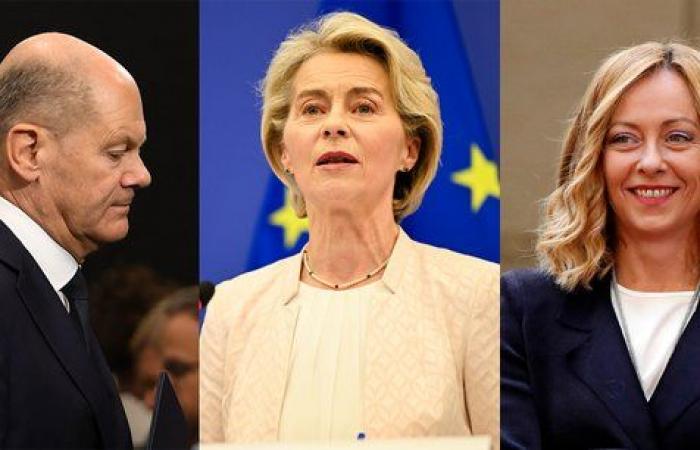 Ursula Von der Leyen, Giorgia Meloni und Olaf Scholz, drei gegensätzliche Visionen