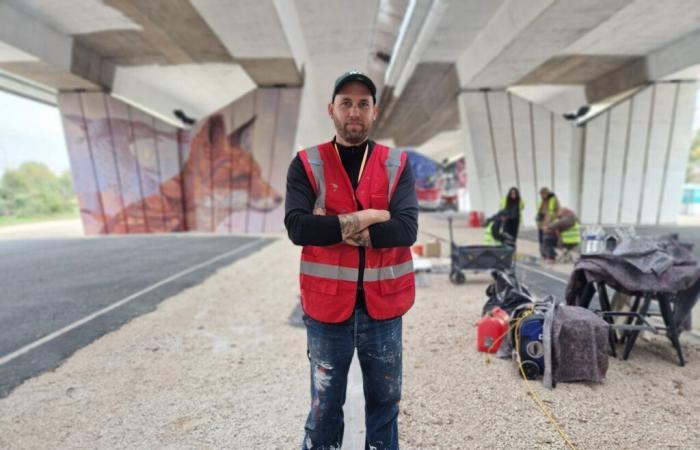 Eine Betonkathedrale, die unter der Autobahn A4 in eine Straßenkunstgalerie umgewandelt wurde