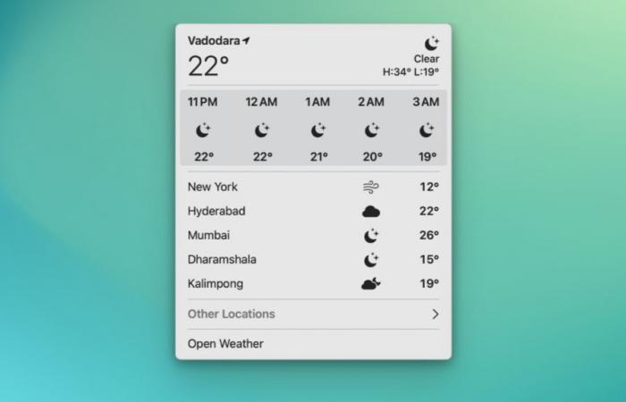 Die Wetter-App kommt in die Menüleiste Ihres Mac