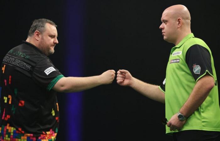 Michael van Gerwen scheidet beim Grand Slam of Darts aus, nachdem er das letzte Leg gegen Ryan Joyce verloren hat