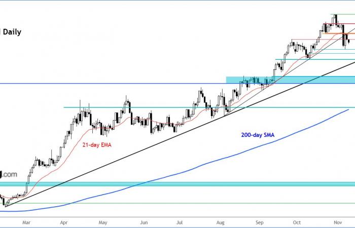 Gold: Nach einer unerbittlichen Rallye beginnen sich Anzeichen von Spannung zu zeigen