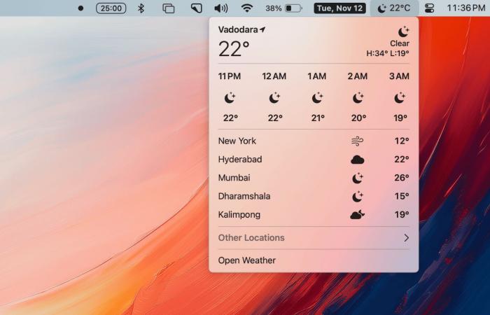 Die Wetter-App kommt in die Menüleiste Ihres Mac