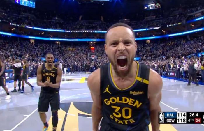 Steph Curry reagierte rücksichtslos, nachdem er gegen die Mavs den spielentscheidenden Schuss geschossen hatte