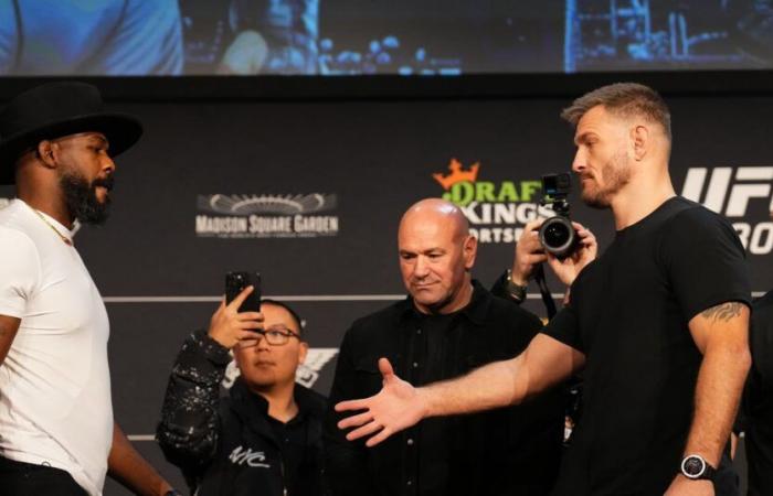 Jon Jones weigert sich, Stipe Miocic die Hand zu schütteln und sagt ihm: „Erwähne meine Kinder nie wieder.“