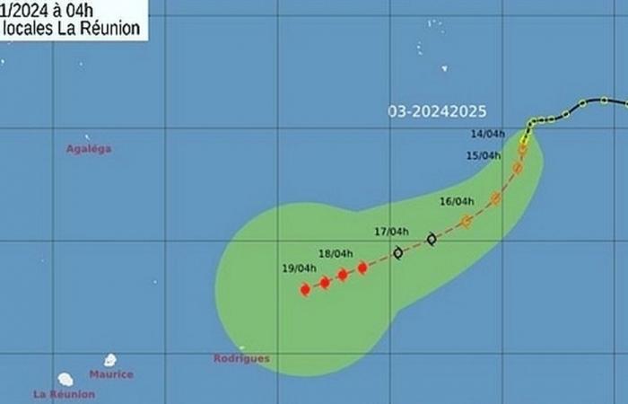 Das Tiefdruckgebiet liegt 2.450 km entfernt im Ost-Nordost-Sektor