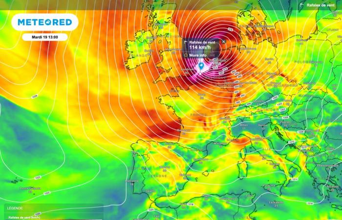 Unsere Karten zeigen eine deutliche Verstärkung der Winde in Frankreich! Müssen wir mit einem Sturm oder einem Sturm rechnen?