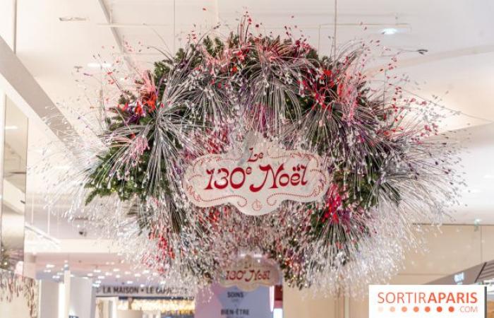 Einweihung der Fenster und des Weihnachtsbaums in den Galeries Lafayette 2024 mit Vianney in der Vitrine