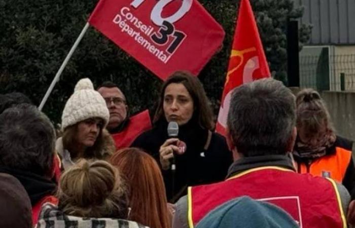 Sophie Binet, Generalsekretärin der CGT, unterstützt die Agenten des Departements Haute-Garonne