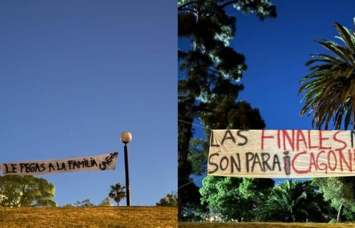 Mit Brandbannern heizen uruguayische Fans das Duell gegen Kolumbien an