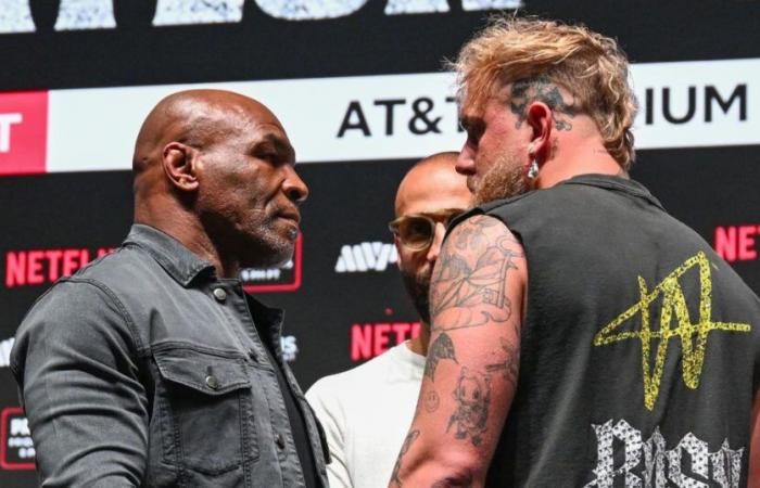 Mike Tyson schlägt Jake Paul während ihres letzten Duells, bevor er den Ring betritt