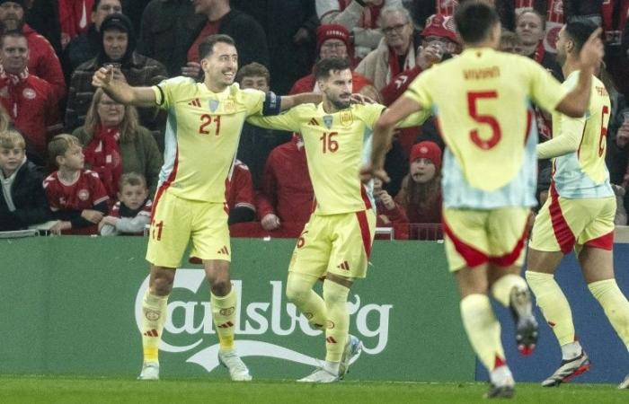 Spanien gewinnt gegen Dänemark und bestätigt seinen ersten Platz