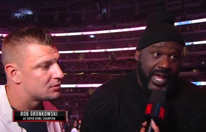 Rob Gronkowski und Shaq einigen sich live auf Netflix auf einen großen Boxkampf mit den Legenden NFL vs. NBA