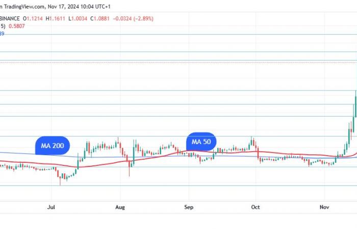 XRP dreht Dogecoin nach epischer Rallye über 1 $ um