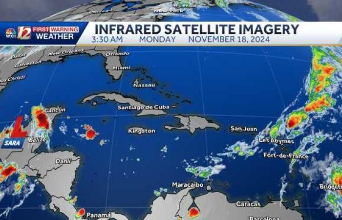 Neuester Track von Tropical Storm Sara