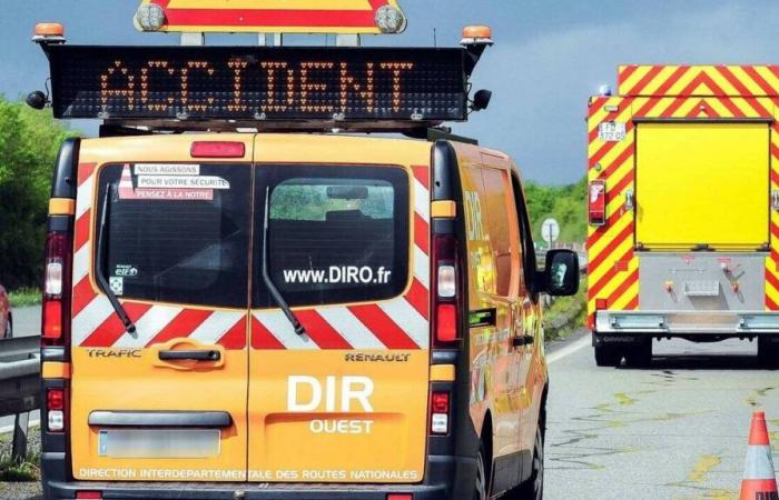 Ein neuer Diro-Lkw ist auf der Schnellstraße in Morbihan angefahren