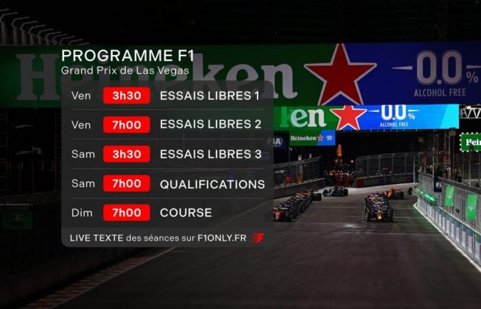 Programm und Zeiten (vormittags) für den Las Vegas F1 Grand Prix 2024