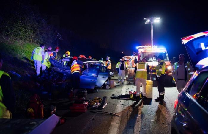 Drei Verletzte in absoluter Notlage nach einem schweren Verkehrsunfall auf der A6