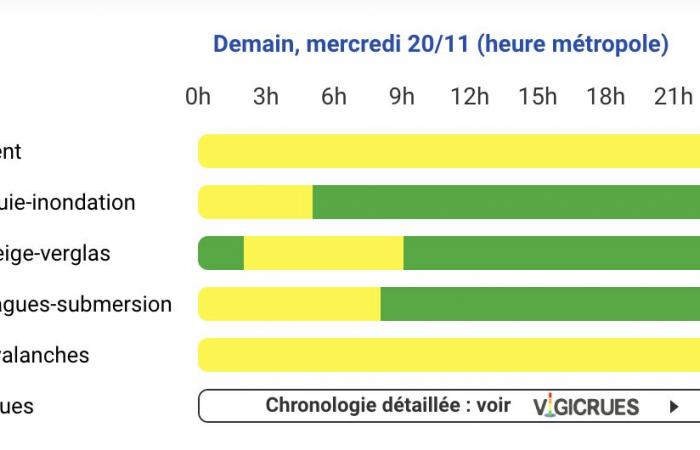 Wetterwarnung – Hautes-Pyrénées, Gers, Haute-Garonne, Ariège, Pyrénées-Atlantiques und Landes in Alarmstufe Gelb wegen heftigem Wind und Schnee in den Bergen am Mittwoch, 20. November