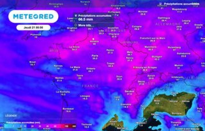 bevorstehende Ankunft des Abstiegs maritimer Polarluft über Frankreich. Morgen sinken die Temperaturen!