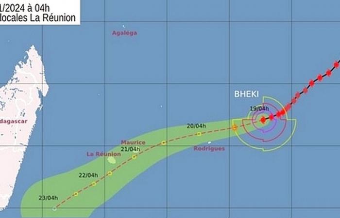 Der tropische Wirbelsturm Nr. 3 Bheki befand sich um 4:29 Uhr 1.295 km von der Insel La Réunion entfernt