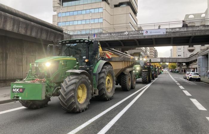 Traktoren der ländlichen Koordination vor der Präfektur Gironde aufgestellt