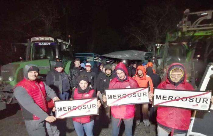 Hundert Landwirte im Ärmelkanal installieren Radargeräte mit Blick auf das Meer, um „Nein zum Mercosur“ zu sagen.