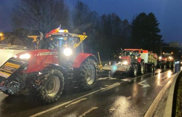 Traktoren kippen Mist vor der Präfektur Ardennen ab