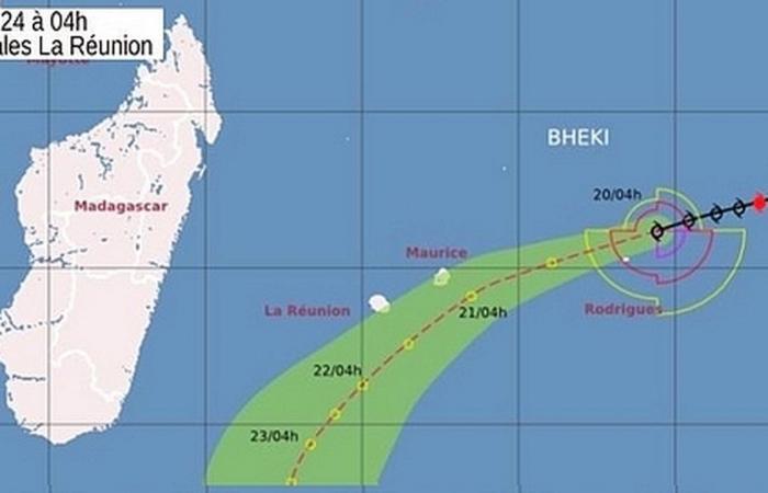 Bheki, ein starker Tropensturm, war an diesem Mittwochmorgen um 4:42 Uhr 935 km von der Insel La Réunion entfernt