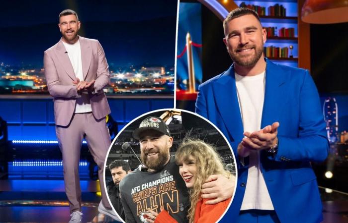 Travis Kelce scherzt darüber, Kinder zu haben, um inmitten der Taylor-Swift-Romanze „brillant“ zu werden