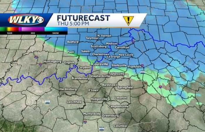 Am Donnerstag sind in der Region Louisville Schneeschauer möglich