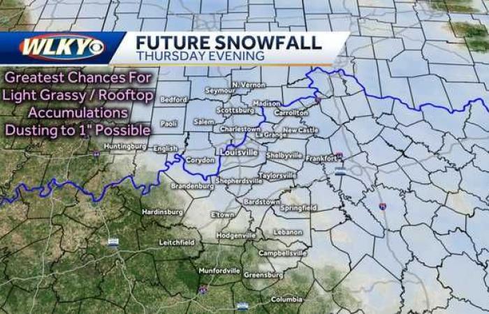 Am Donnerstag sind in der Region Louisville Schneeschauer möglich