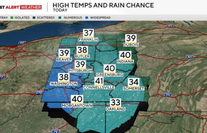 Pittsburgh erwartete am Freitag Schneeschauer und Sturmböen sowie Schneeansammlungen