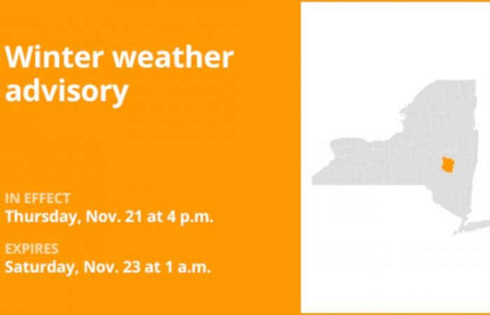 Wetter in New York: Winterwetterwarnung für Schoharie County bis 1 Uhr morgens am Samstag herausgegeben – bis zu 10 cm Schnee