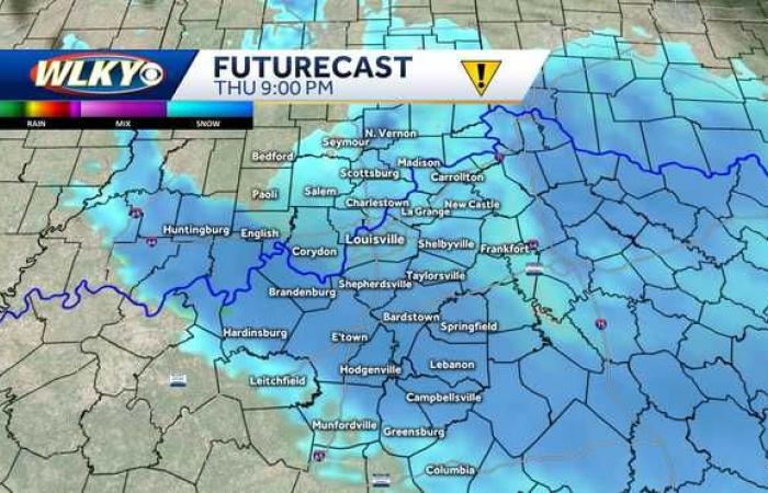 Am Donnerstag sind in der Region Louisville Schneeschauer möglich