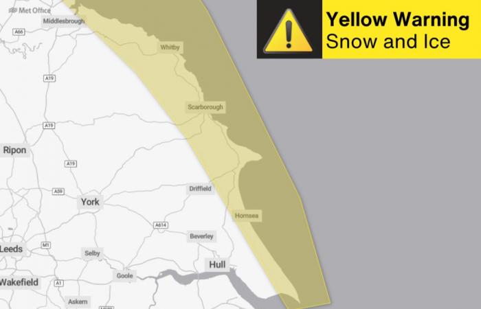 Gelbe Wetterwarnungen für Schnee und Eis an der Küste von Yorkshire