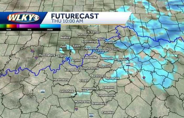 Am Donnerstag sind in der Region Louisville Schneeschauer möglich