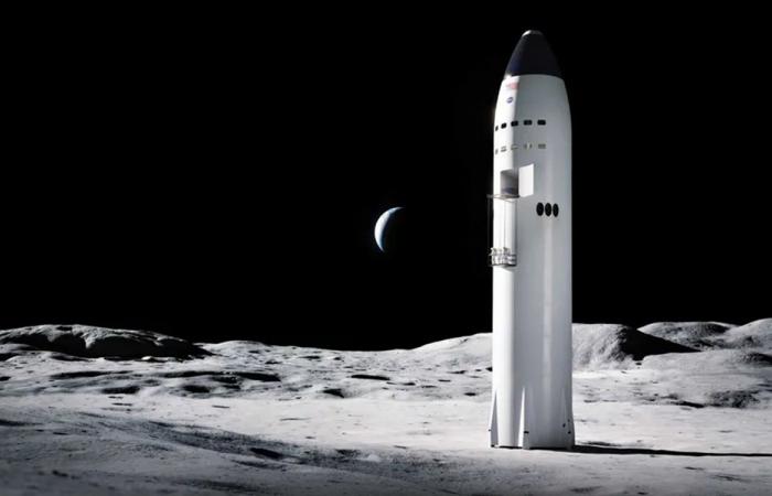 Beobachten Sie, wie die Starship-Rakete Astronauten auf dem Mond landen wird