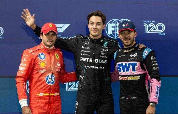 F1. Die Startaufstellung für den Las Vegas Grand Prix mit Russell auf der Pole und Gasly in der zweiten Reihe