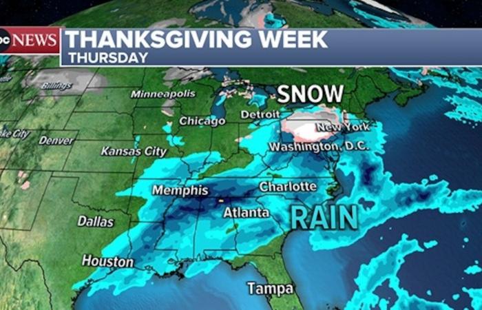 Prognose für die Thanksgiving-Woche: Das Wetter könnte sich auf Thanksgiving-Reisen auswirken