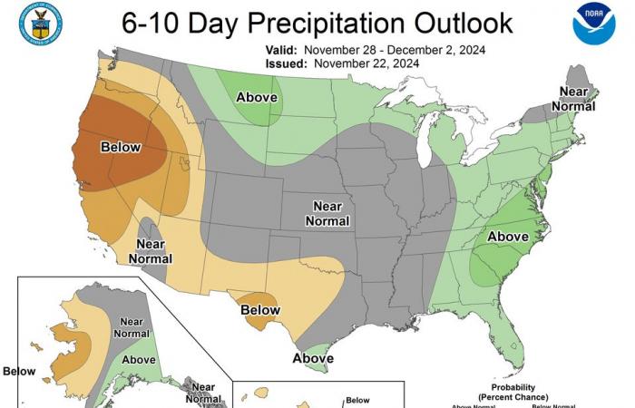 Wettervorhersage für die Thanksgiving-Woche nach Region