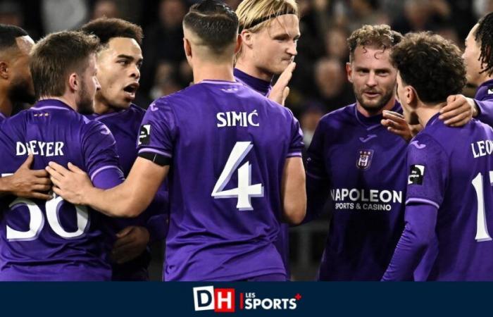 Gegen Gent mit 10, dann mit 9, Anderlecht häuft die Tore dank eines Dolberg mit großartigen Abenden (6:0)