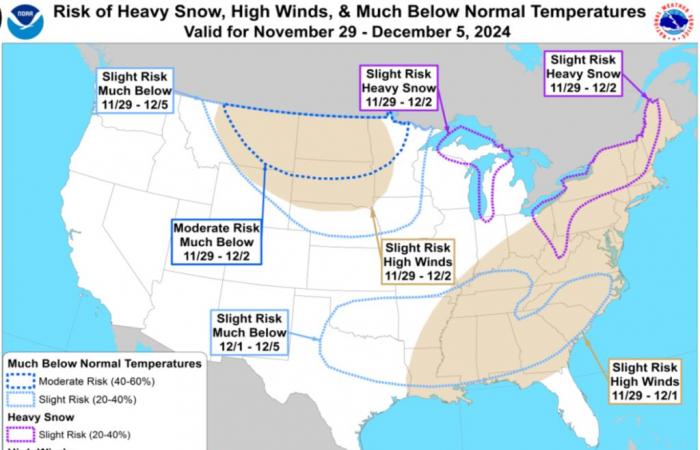 Wettervorhersage für die Thanksgiving-Woche nach Region