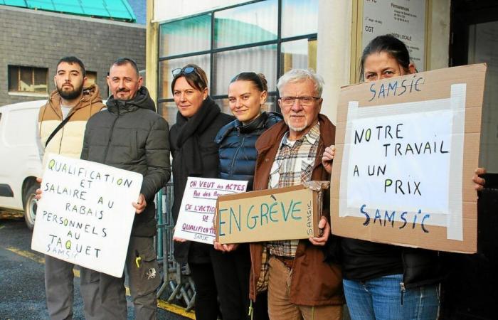 In Lannion geben Agenten der Firma Samsic nach einem Streiktag bekannt, dass sie ihren Fall gewonnen haben